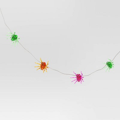20ct Plastic Spider With Glitter Halloween Indoor Outdoor Novelty Dewdrop Light String With Warm White LEDs - Hyde And EEK! Boutique™