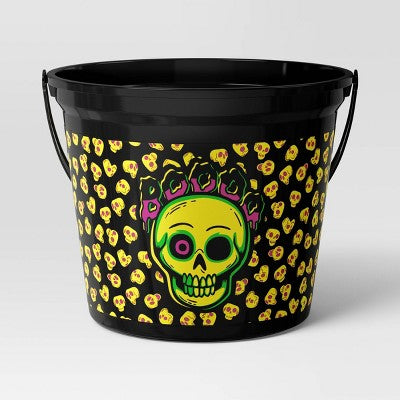 7.64" Skull Halloween Plastic Trick Or Treat Pail Black - Hyde And EEK! Boutique™