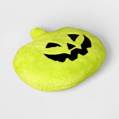 Pumpkin Shaped Halloween Faux Shearling Pillow Green - Hyde And EEK! Boutique™: Indoor Decorative, Oval