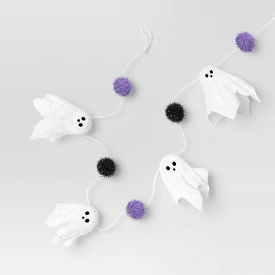 72" Iridescent Ghost Decorative Wall Garland White - Hyde And EEK! Boutique™