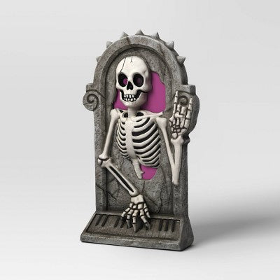 26" Light And Sound Rewind Skeleton Tombstone Halloween Decorative Prop - Hyde And EEK! Boutique™: Haunted Cemetery Decor
