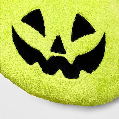 Pumpkin Shaped Halloween Faux Shearling Pillow Green - Hyde And EEK! Boutique™: Indoor Decorative, Oval