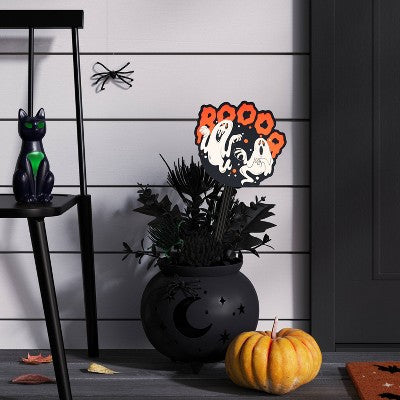  9" Large Metal Cauldron Planter Halloween Decorative Prop Black - Hyde And EEK! Boutique™