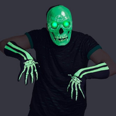  2pc Adult Light Up And Glows Under Blacklight Haunted Skeleton Costume Accessory Kit - Hyde And EEK! Boutique™