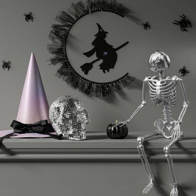  24" Poseable Skeleton With Disco Jack Halloween Decorative Prop Silver - Hyde And EEK! Boutique™