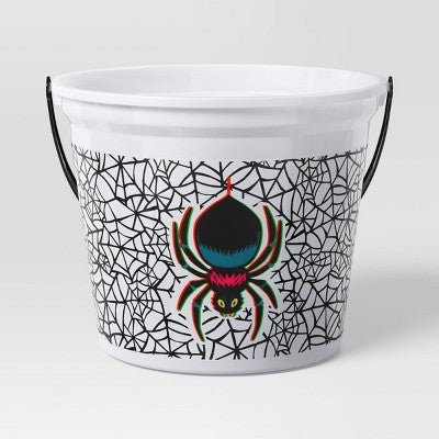  8" Glow In The Dark Spider Halloween Plastic Trick Or Treat Pail White - Hyde And EEK! Boutique™