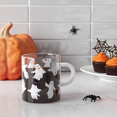  15.2 Fl Oz Glass Ghost Print Mug - Hyde And EEK! Boutique™
