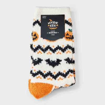  Women's Fair Isle Halloween Cozy Crew Socks - Hyde And EEK! Boutique™ Ivory/Orange/Black 4 - 10