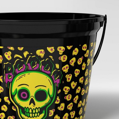  7.64" Skull Halloween Plastic Trick Or Treat Pail Black - Hyde And EEK! Boutique™