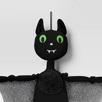  Hanging Knit Bat Character Decorative Sculpture - Hyde And EEK! Boutique™ Black