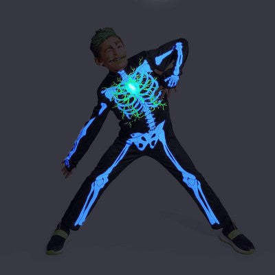  Kids' Glows Under Blacklight Costume Light Up Electric Bones Skeleton - Hyde And EEK! Boutique™