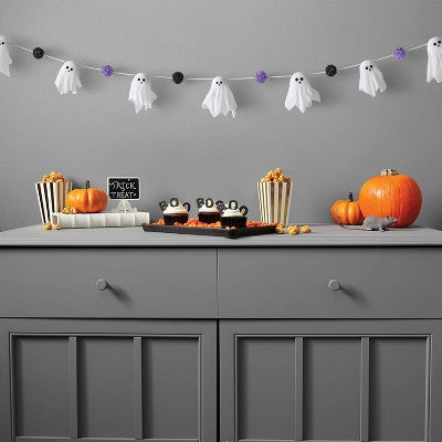  72" Iridescent Ghost Decorative Wall Garland White - Hyde And EEK! Boutique™