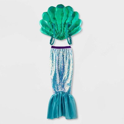  Kids' Adaptive Mermaid Halloween Costume - Hyde And EEK! Boutique™: Sequined Tail, Shiny Wings