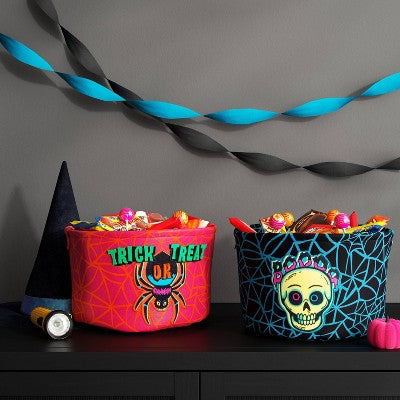  7.5" Boo Skull Halloween Trick Or Treat Fabric Basket - Hyde And EEK! Boutique™
