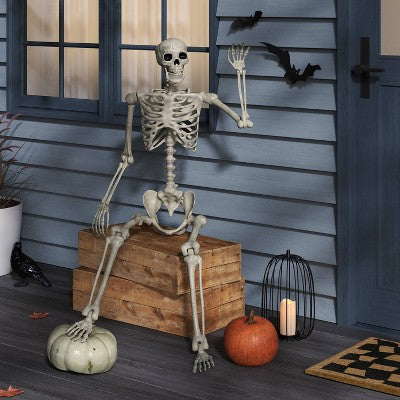  60" Poseable Bone Skeleton Halloween Decorative Prop Off-White - Hyde And EEK! Boutique™