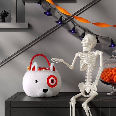  12" Bullseye Dog Halloween Trick Or Treat Basket Red/White - Hyde And EEK! Boutique™