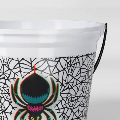  8" Glow In The Dark Spider Halloween Plastic Trick Or Treat Pail White - Hyde And EEK! Boutique™