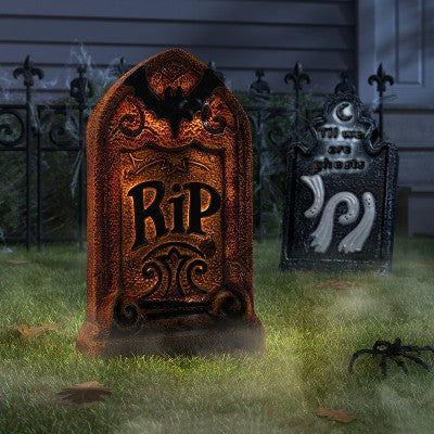  21" 'RIP' Lit Plastic Tombstones Halloween Decorative Prop Gray - Hyde And EEK! Boutique™