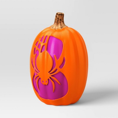  16" Lit Pumpkin Spider With Web And Timer Halloween Decorative Prop - Hyde And EEK! Boutique™