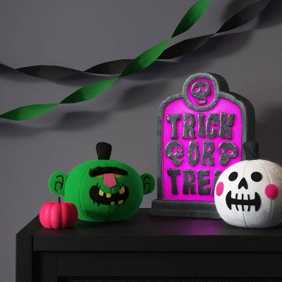  Fabric Pumpkin And Skull Figurine - Hyde And EEK! Boutique™ White