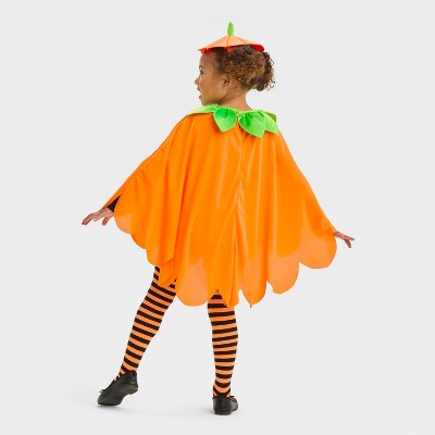  2pc Toddler Blacklight Responsive Pumpkin Poncho Halloween Costume Kit - Hyde And EEK! Boutique™