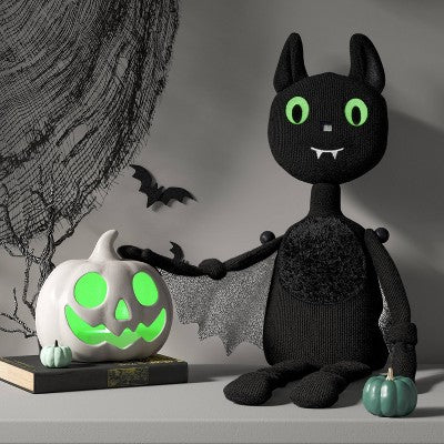  Hanging Knit Bat Character Decorative Sculpture - Hyde And EEK! Boutique™ Black