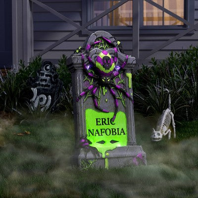  27" Lit Premium Glows Under Blacklight Spider Tombstone Halloween Decorative Prop - Hyde And EEK! Boutique™