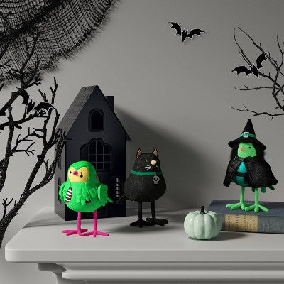  Featherly Friends™ 'Shady' Cat Bird Figurine - Hyde And EEK! Boutique™ Black