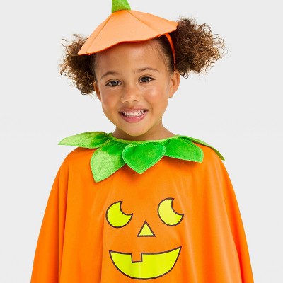  2pc Toddler Blacklight Responsive Pumpkin Poncho Halloween Costume Kit - Hyde And EEK! Boutique™