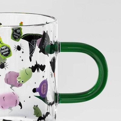  15.2 Fl Oz Glass Bat And Witch Hat Print Mug - Hyde And EEK! Boutique™