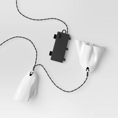  20ct Fabric Happy Ghost Halloween Indoor Outdoor Novelty String Lights With Warm White LEDs - Hyde And EEK! Boutique™