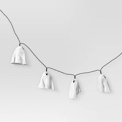  20ct Fabric Happy Ghost Halloween Indoor Outdoor Novelty String Lights With Warm White LEDs - Hyde And EEK! Boutique™