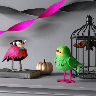  Featherly Friends™ 'Moldy' Zombie Halloween Bird Figurine - Hyde And EEK! Boutique™