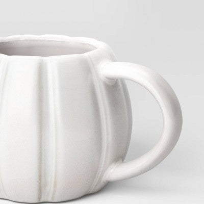  15.2 Fl Oz Halloween Stoneware Figural Pumpkin Mug White - Hyde And EEK! Boutique™: Microwave & Dishwasher Safe, Hot/Cold Beverages