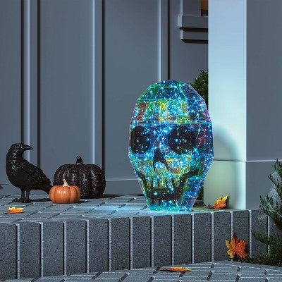  16" Narrow Iridescent Skull 3D Novelty Modular Light Structure Cool White - Hyde And EEK! Boutique™