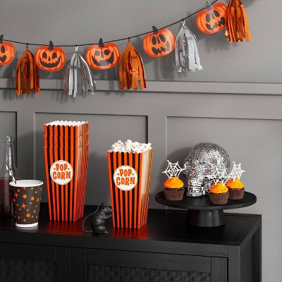  4ct Orange Striped Square Popcorn Bucket Disposable Carrier Pack - Hyde And EEK! Boutique™